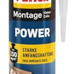 Der beste Montagekleber für Sockelleisten Pattex Montagekleber Power, Baukleber mit starker Anfangshaftung, 1x370g