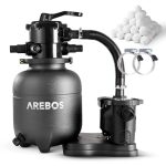 Arebos Sandfilteranlage | Pumpe | 600g Filterbälle | 350 W | 9500 L/h