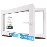 Kellerfenster Kunststofffenster weiß, BxH: 100 x 50 cm / 1000 x 500 mm 2-fach Verglasung (32 mm) Dreh-Kipp inkl. Pilzkopfverriegelung, DIN Rechts (Griff Links), 60 mm Profil
