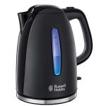 Russell Hobbs Wasserkocher Textures+, 1,7l, 2400W, LED Beleuchtung, Schnellkochfunktion, optimierte Ausgusstülle, herausnehmbarer Kalkfilter, Teekocher schwarz 22591-70 [Energieklasse A+++]