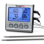 TempPro Fleischthermometer Grillthermometer mit 2 Fühlern, mit Timer, Alarm