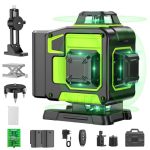 Der beste Kreuzlinienlaser Kreuzlinienlaser Grün 16 Linien Nivellierlaser, 4 x 360 ° Laser wasserwaage, linienlaser kreuzlaser selbstnivellierend für Innenbereich Baustelle, 2 x Batterie Vermessungskabine