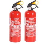2 Stück ABC-Pulverfeuerlöscher 1kg Halterung/Manometer (GP-1X Autofeuerlöscher fabrikfrisch)
