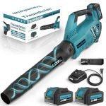 Traumheim Akku Laubbläser, 3-Gang Kabelloser Elektrischer Laubbläser mit 2X 4.0Ah/21V Batterien, 1200m³/h Akkus Kabellos laubbläser für Garten, Laub, Staub & Schnee